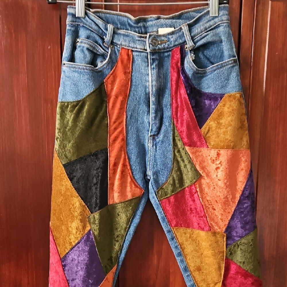 Colorful Patchwork Straight Leg Jeans
